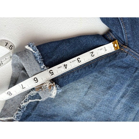 LOFT Denim Bermuda Shorts Frayed Hem Cuffed Dark Wash Womens Size 26 - Picture 6 of 6